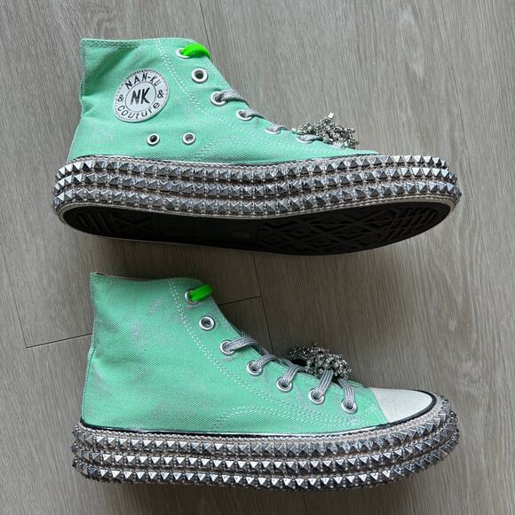 Nan-ku x Free People Cruise Studded Hi-Top Sneakers 37 US 7 Spring Mint NEW - Picture 2 of 13